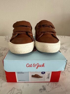 Cat & Jack Brown Faux-Leather Kids Velcro Sneakers